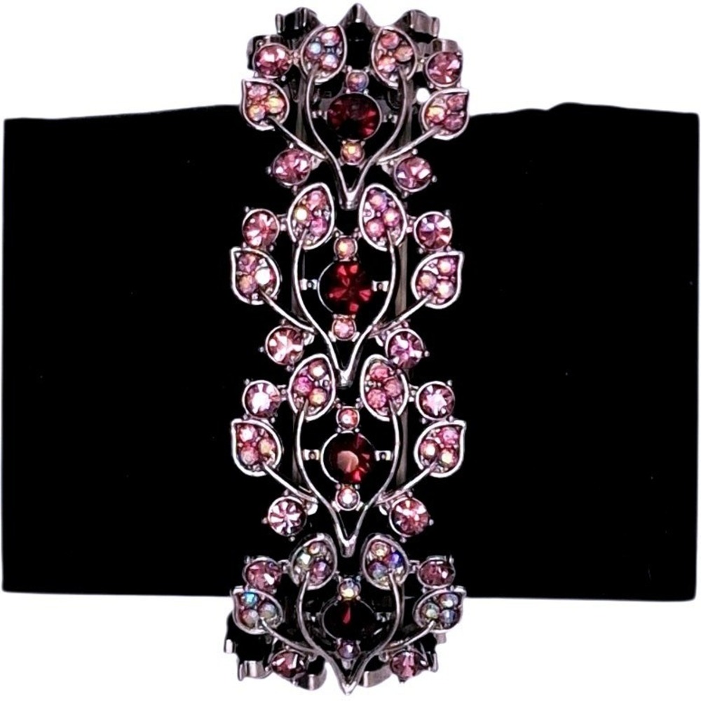 Handmade Floral Stretch Bracelet Women Pink Purple Excellent Rhinestone Vine